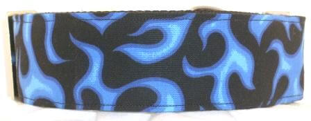 Fire and Flames Blue dog collar #4