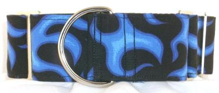 Fire and Flames Blue dog collar #3
