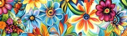 Groovy Garden Blue dog collar #2