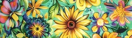 Groovy Garden Teal dog collar #2