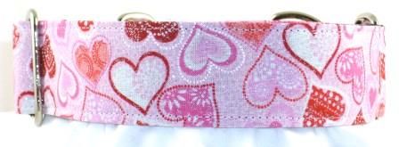 Packed Hearts Pink dog collar #2