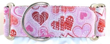 Packed Hearts Pink dog collar #1