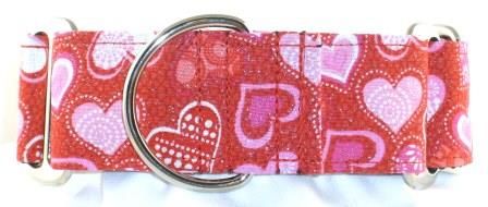 Packed Hearts Red dog collar