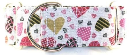 Packed Hearts White dog collar