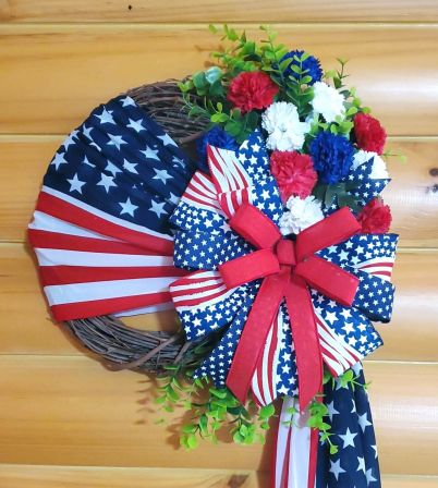 Patriotic Flag with Flowers Wreath #2
