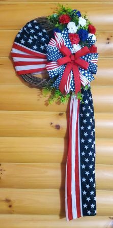 Patriotic Flag with Flowers Wreath
