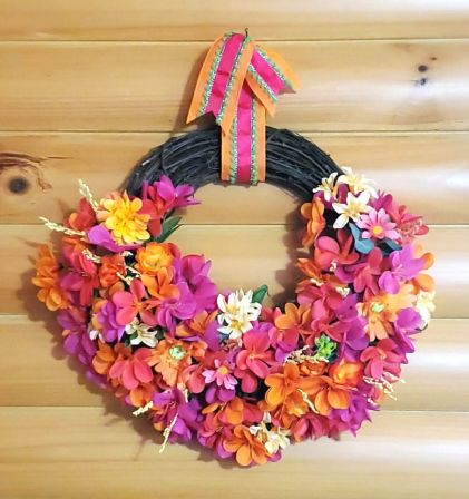 Pink Orange Floral Wreath