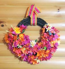 Pink Orange Floral Wreath
