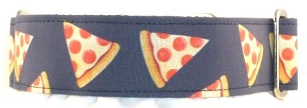 Pizza Slices on Navy dog collar #2