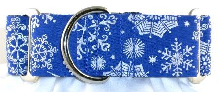 Snowflake Foil Blue dog collar