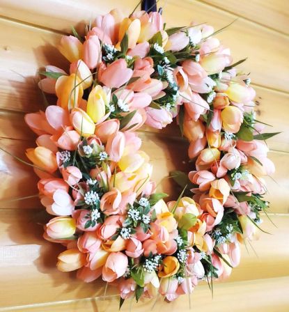 Tulips Coral Wreath #3