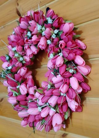 Tulips Dark Pink Wreath #2