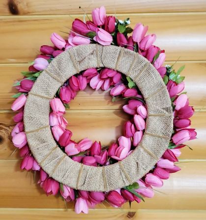 Tulips Dark Pink Wreath #4
