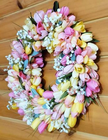 Tulips Pink Yellow Wreath #2