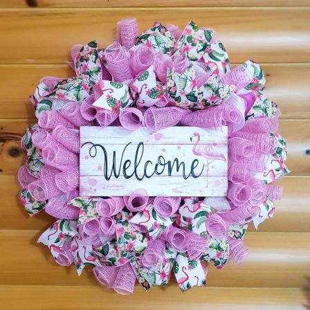 Welcome Flamingos Wreath