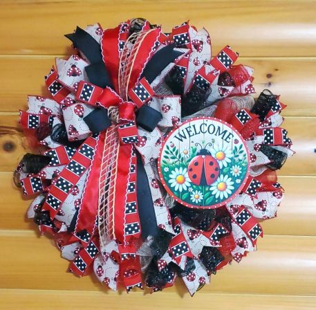 Welcome LadyBug Wreath