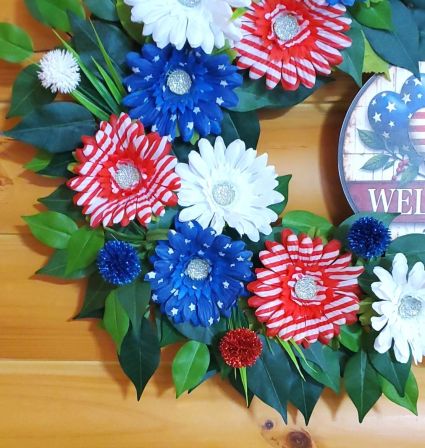 Welcome Patriotic Hearts Wreath #2