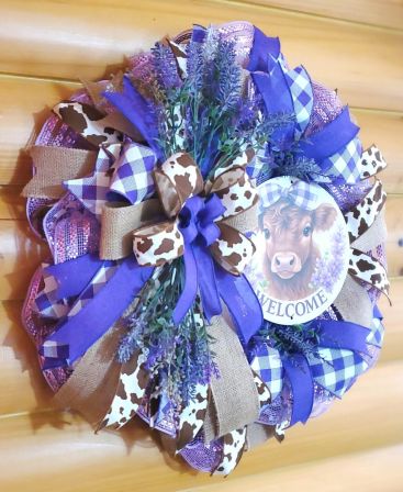 Welcome Purple Cow Wreath #3