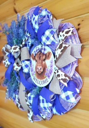 Welcome Purple Cow Wreath #2