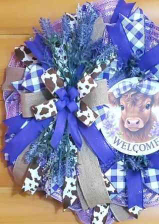 Welcome Purple Cow Wreath #4