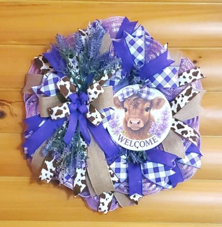 Welcome Purple Cow Wreath