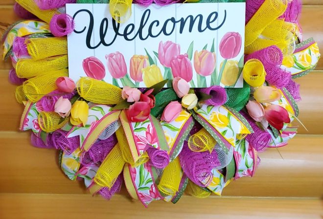 Welcome Tulips Wreath #6