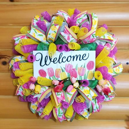 Welcome Tulips Wreath #4