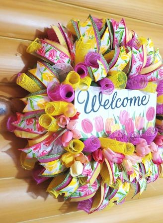Welcome Tulips Wreath 03 #3