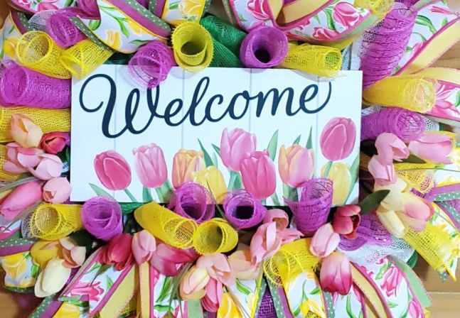 Welcome Tulips Wreath 03 #4