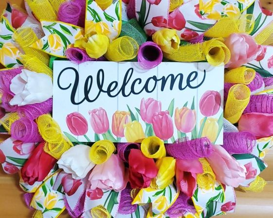 Welcome Tulips Wreath 04 #4