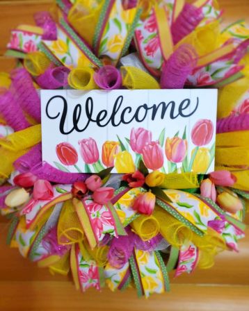 Welcome Tulips Wreath #3