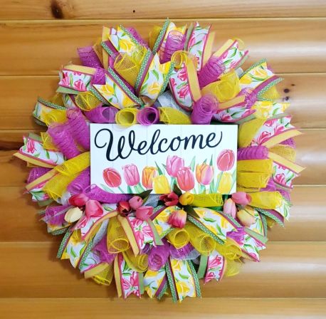 Welcome Tulips Wreath